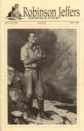 RJNcover Jeffers on cover of Robinson Jeffers Newsletter, issue 89.